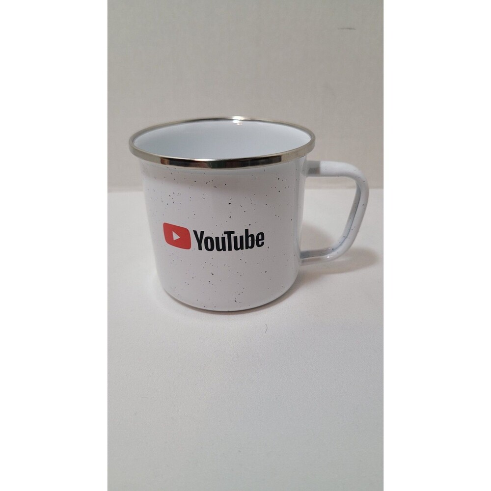 Speckled White Enamel Coffee Mug 13 oz Whitney Camping Stainless Steel Rim NEW